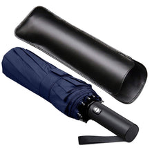 Load image into Gallery viewer, 12 Ribs Windproof Travel Umbrella With Teflon Canopy, Lengthened Handle With Auto Open Close Button, Compact Protection From R
