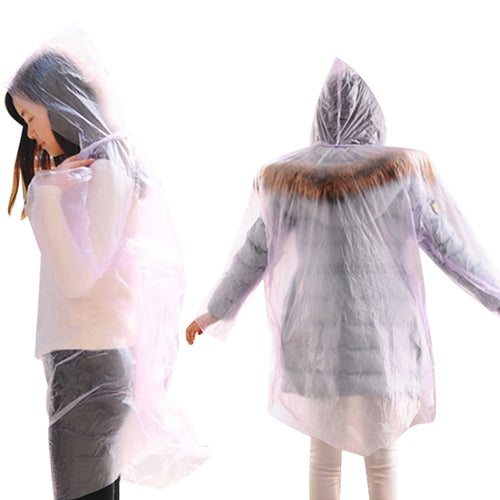 1 pcs Disposable Raincoat Adult Emergency Waterproof Hood Poncho Travel Camping Must Rain Coat Unisex Random Color