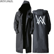 Load image into Gallery viewer, JPZYLFKZL Stylish EVA Black Adult Raincoat Alan Walker Pattern Outdoor Men&#39;s Long Style Hiking Poncho Environmental  rain coat