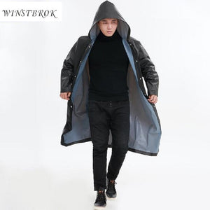 WINSTBROK Waterproof Rain Coat Men Women Impermeable Raincoat Hooded Women Long  Rainwear Men Poncho Raincoats Rain Coat